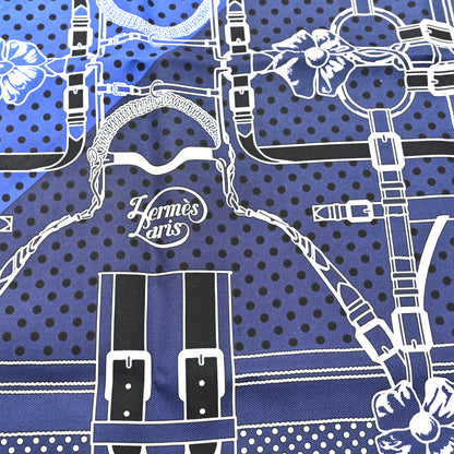 Hermes Silk Grand Manege Cut Bandana Scarf 55 Bleu Nuit Bleu 2 of 3