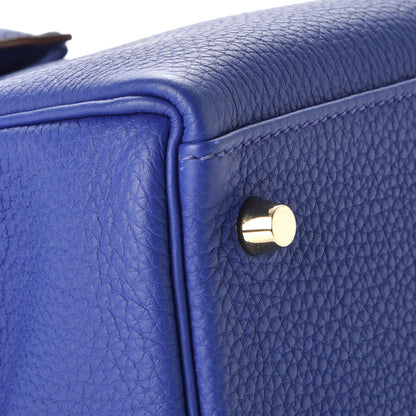 Hermes Togo Horseshoe Kelly Retourne 32 Bleu Electrique Rouge H 15 of 38