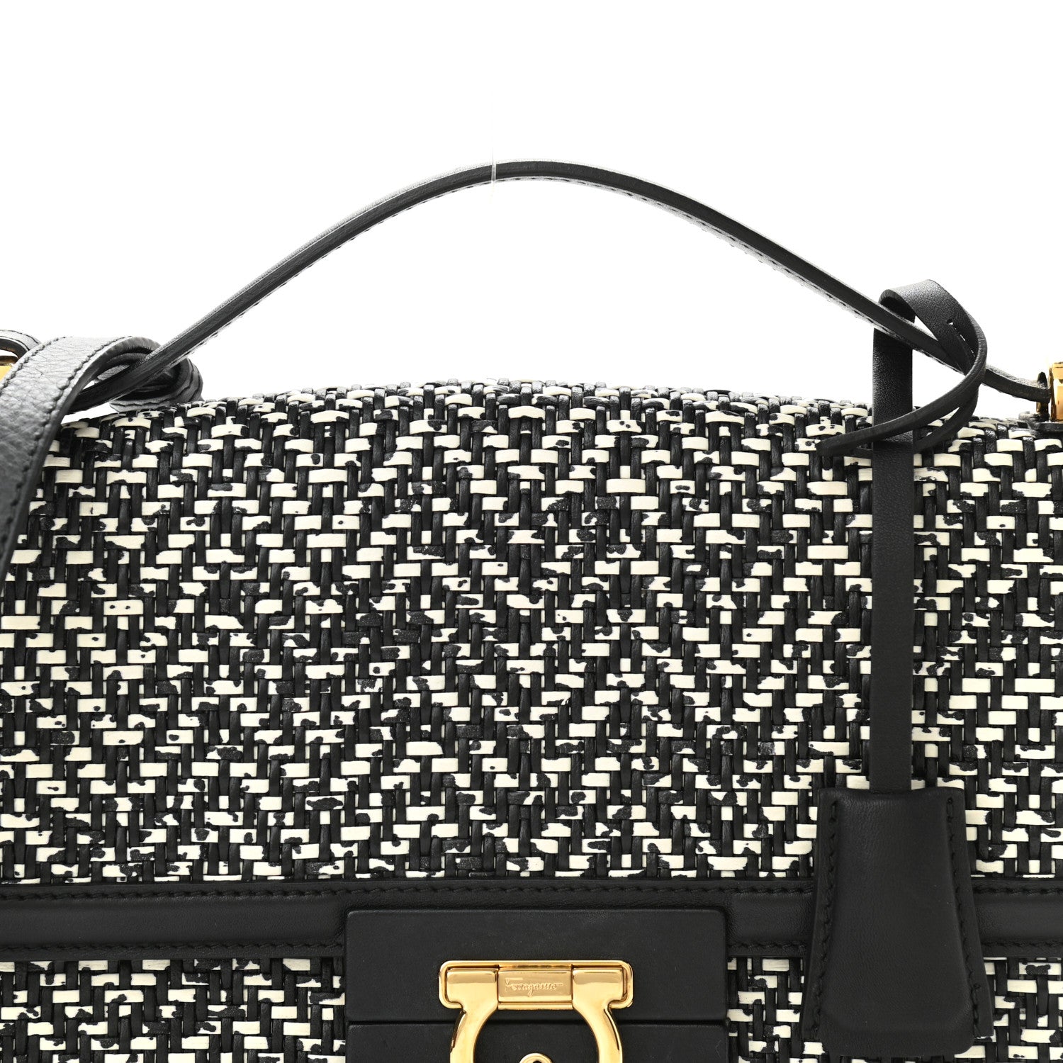 Salvatore Ferragamo Tweed Aileen Bag Black White 7 of 9