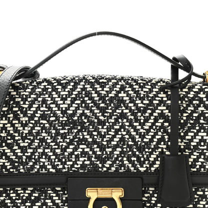 Salvatore Ferragamo Tweed Aileen Bag Black White 7 of 9