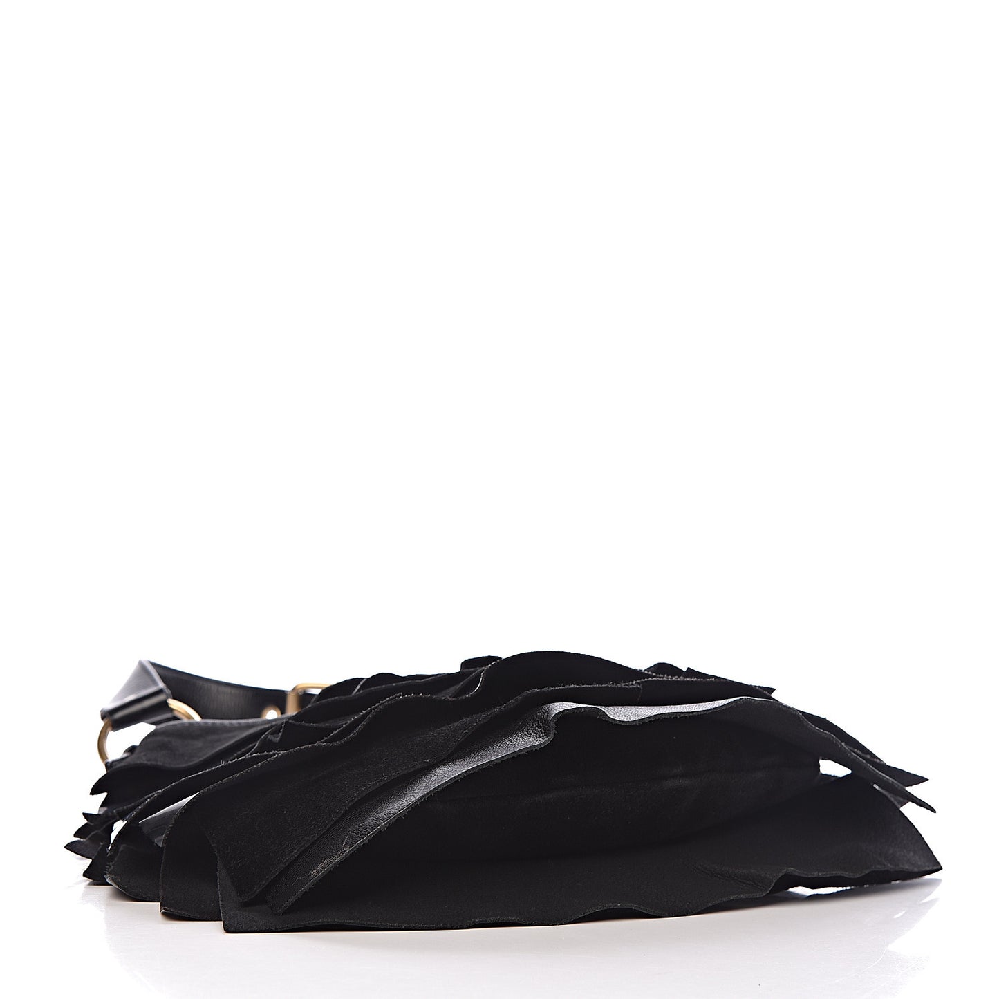Patent Chevre Suede Ruffle Small Saint Tropez Black