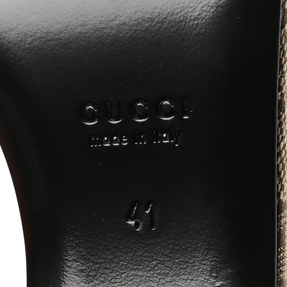 Gucci Monogram Nappa Chalotte Horsebit Ankle Strap 75mm Flatform Sandals 41 Beige Ebony 7 of 8