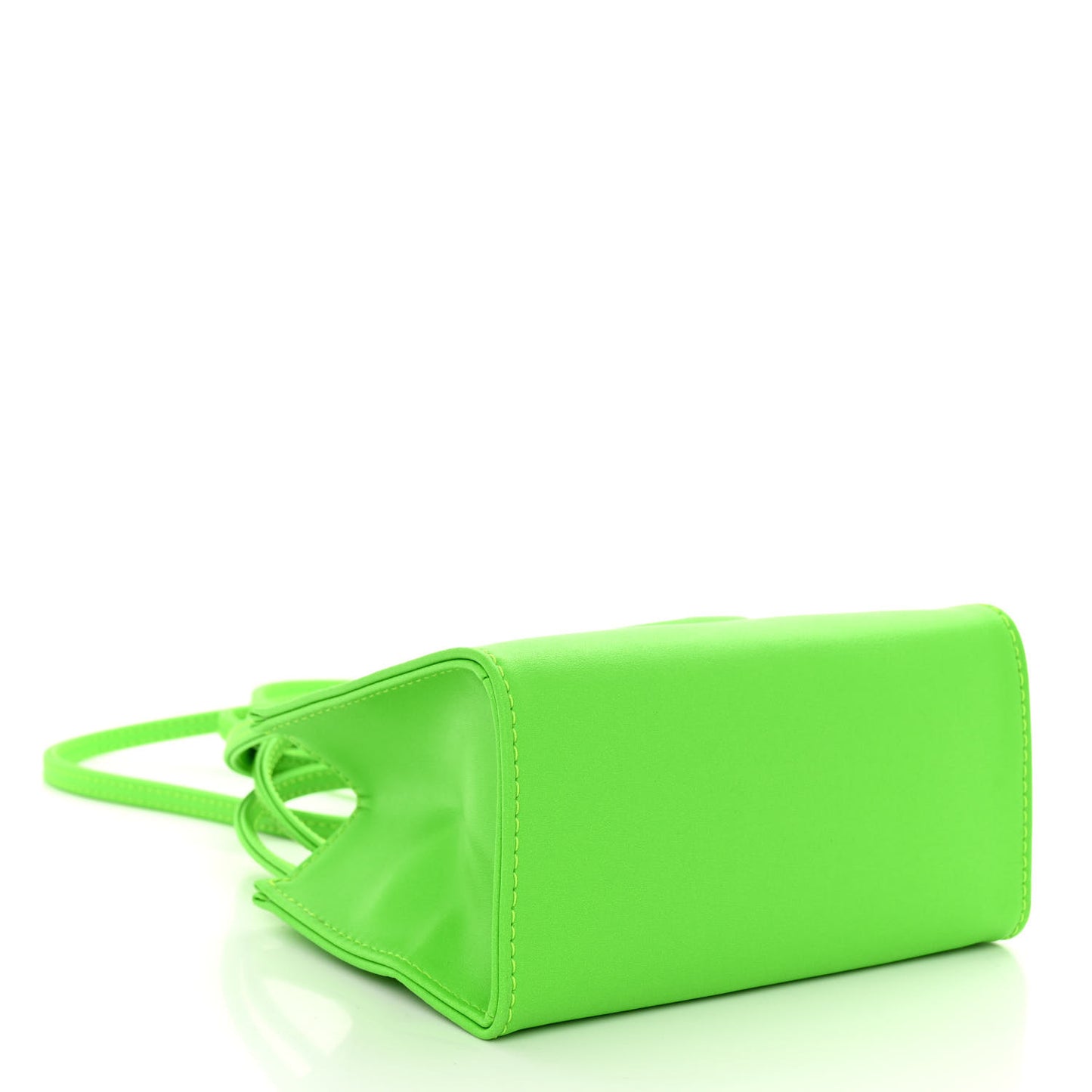 Vegan Leather Small Shopping Bag Highlighter Green