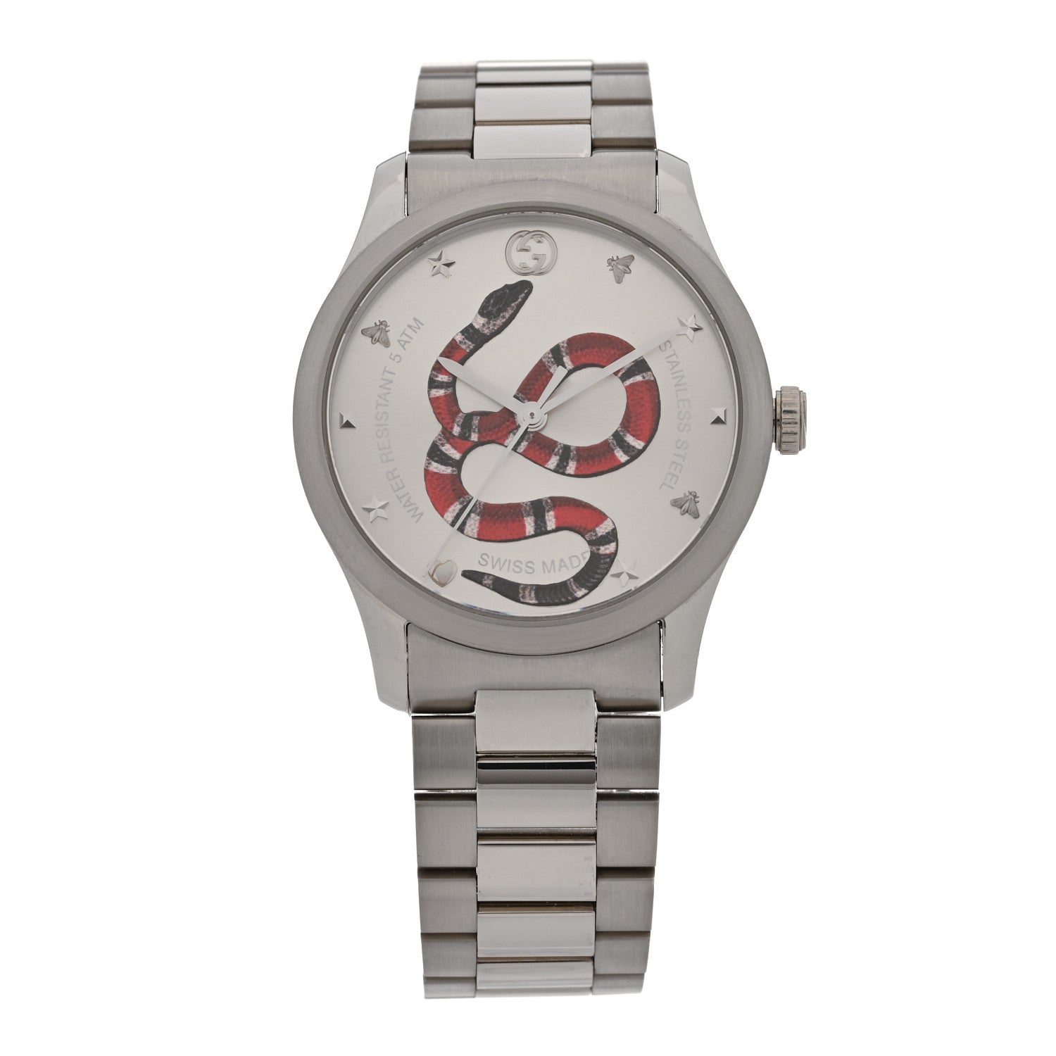 Gucci Stainless Steel 38mm G-Timeless Snake Quartz Watch 1 of 5