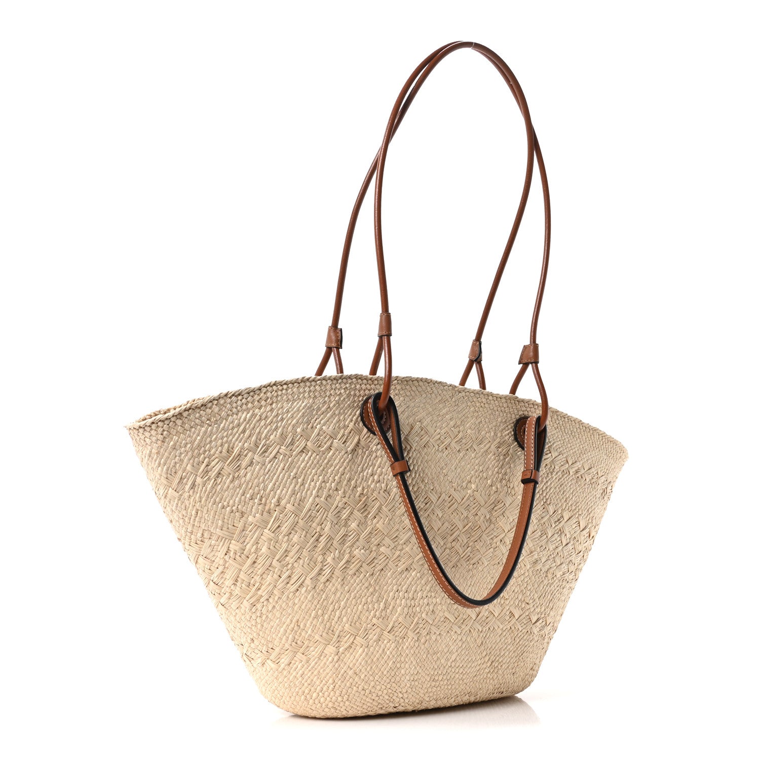 Loewe Calfskin Raffia Small Anagram Basket Tote Bag Natural Tan 4 of 17