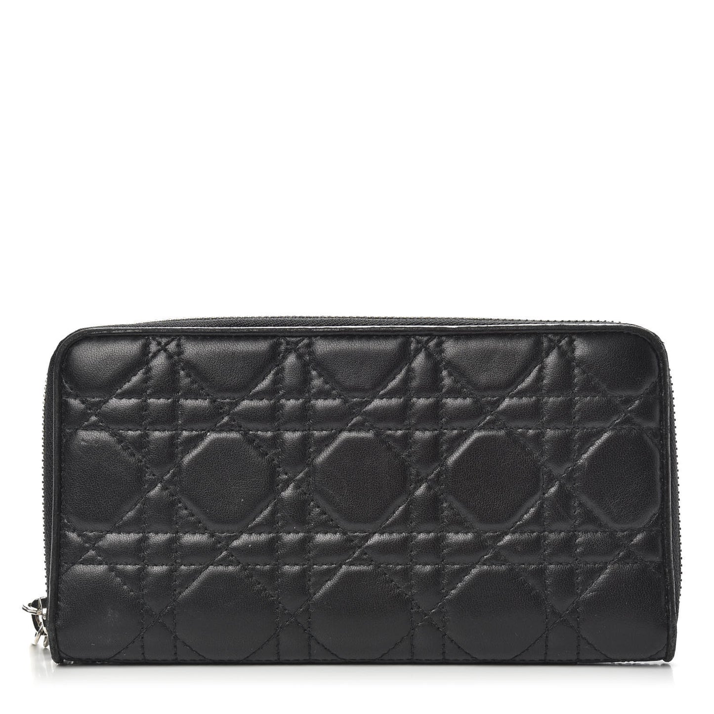 Lambskin Cannage Lady Dior Zip Wallet Black