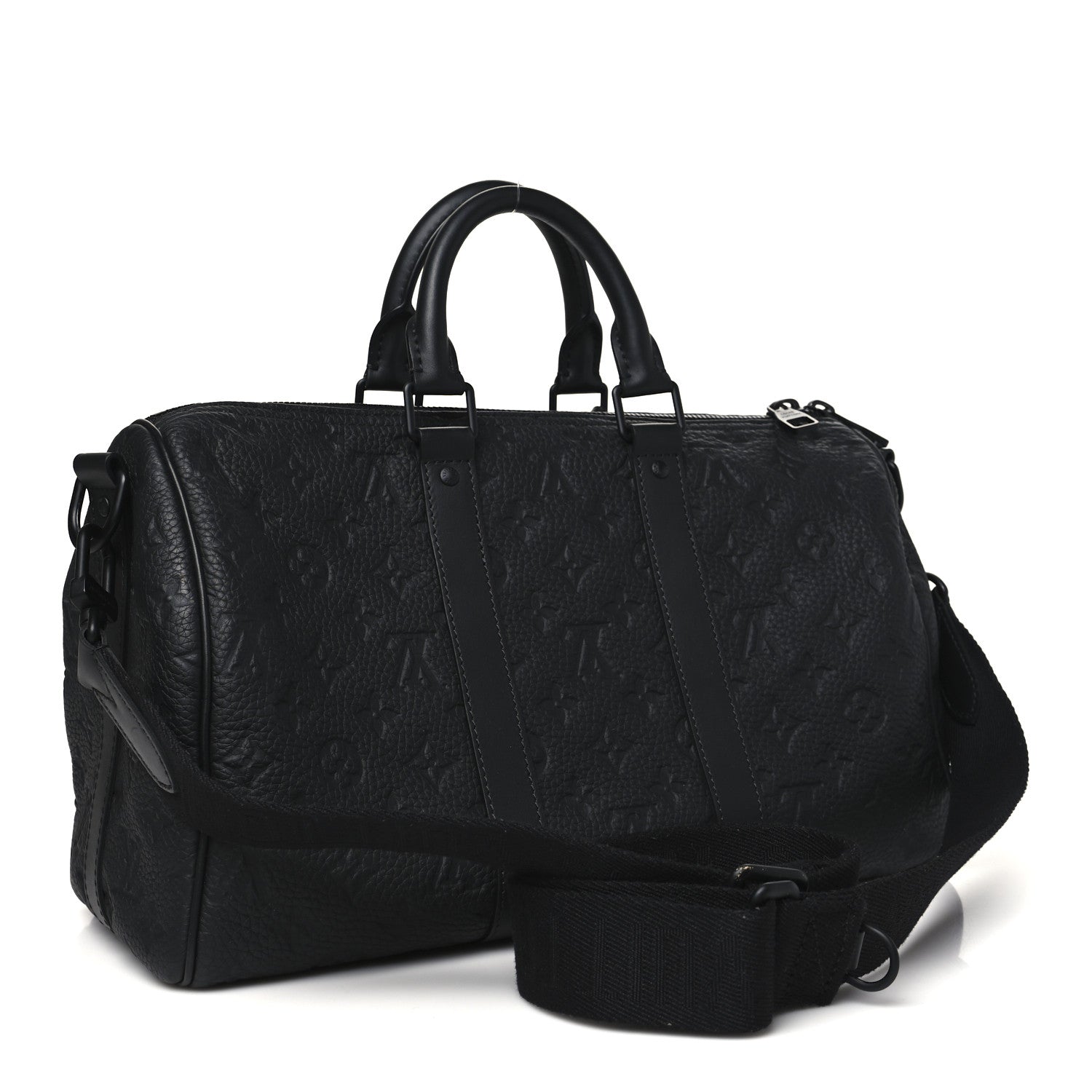 Louis Vuitton Monogram Taurillon Keepall Bandouliere 35 Black 3 of 9