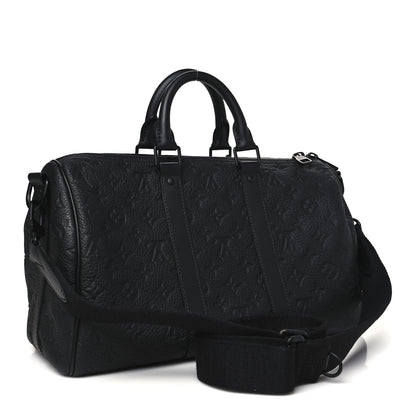 Louis Vuitton Monogram Taurillon Keepall Bandouliere 35 Black 3 of 9