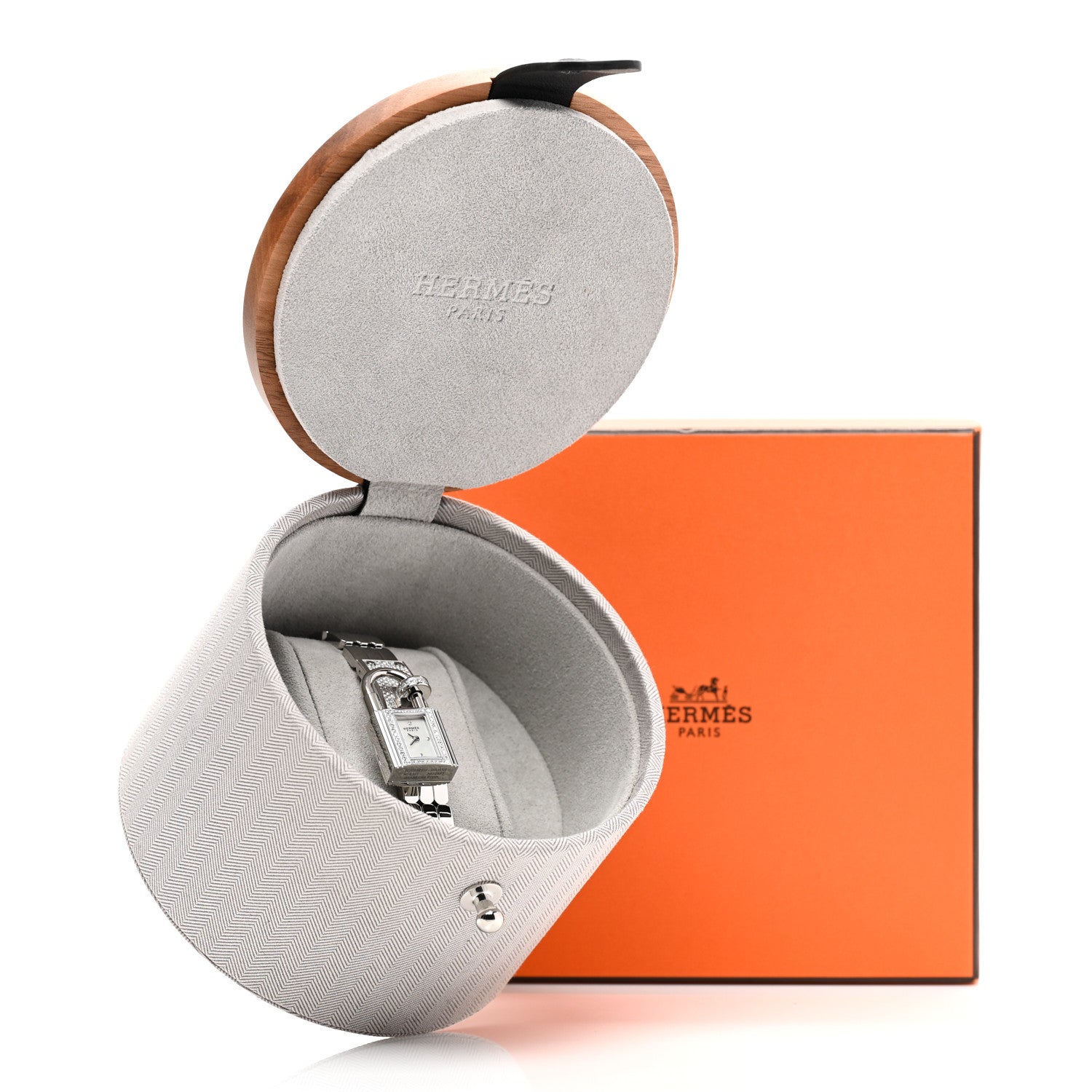 Hermes Stainless Steel Diamond Pave 16mm Kelly Quartz Watch 7 of 7