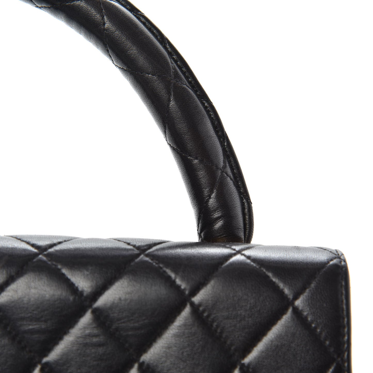 Lambskin Quilted Medium Rectangular Kelly Flap Bag Black