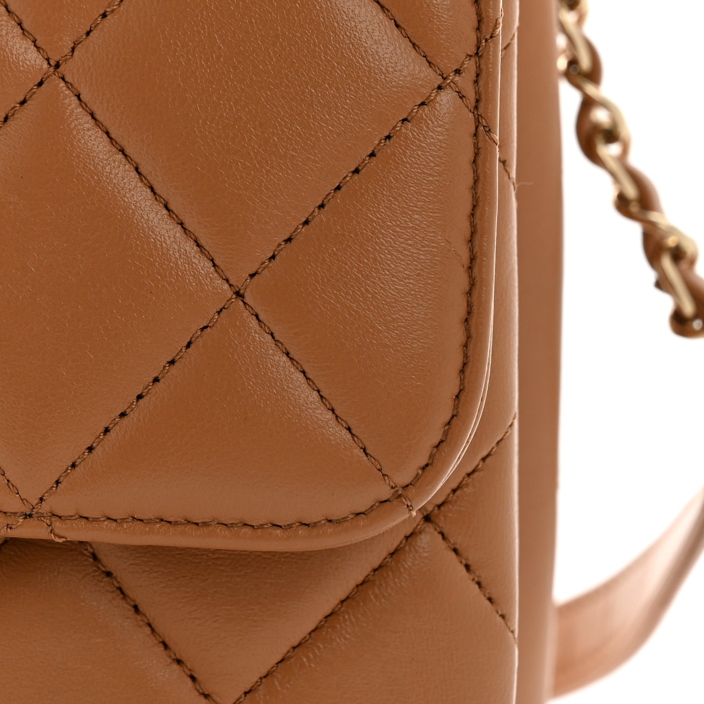 Lambskin Quilted Medium Trendy CC Flap Dual Handle Bag Camel