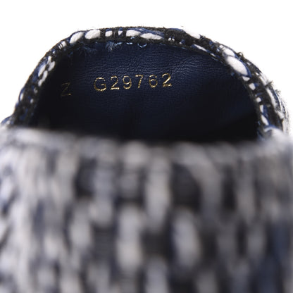Chanel Tweed Grosgrain CC Espadrilles 37 Black Navy White 9 of 10