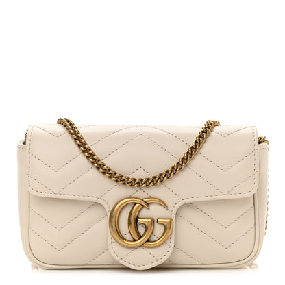 Gucci Calfskin Matelasse Super Mini GG Marmont Shoulder Bag White 1 of 11