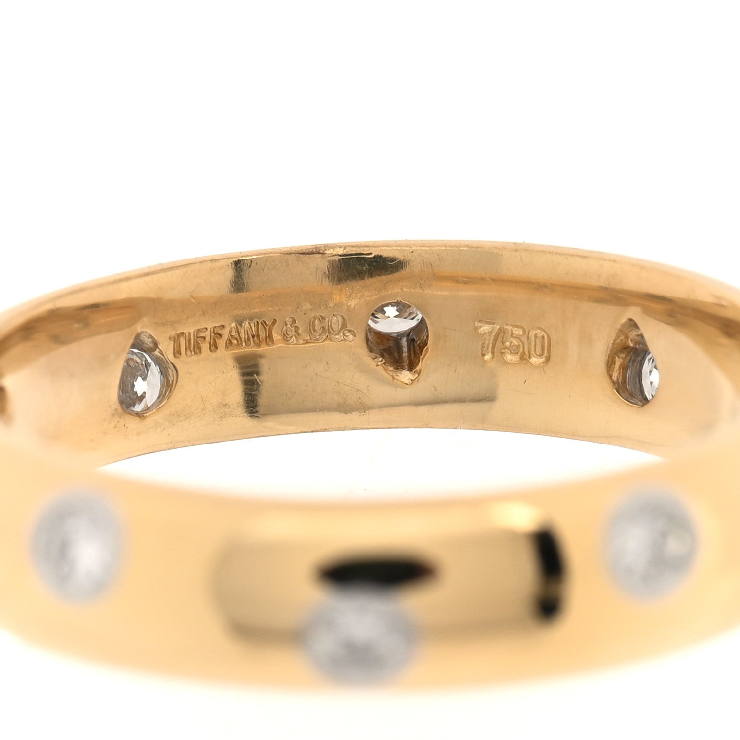 Tiffany 18K Yellow Gold Platinum Diamond 4mm Etoile Band Ring 51 5.75 8 of 10