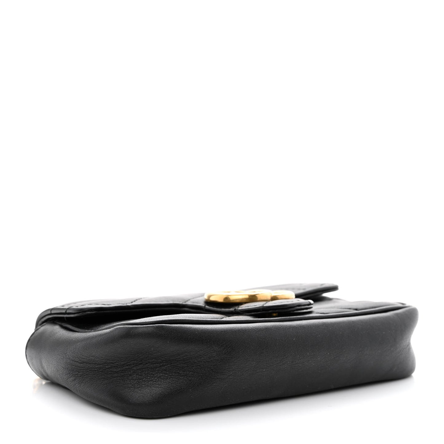 Calfskin Matelasse Super Mini GG Marmont Shoulder Bag Black