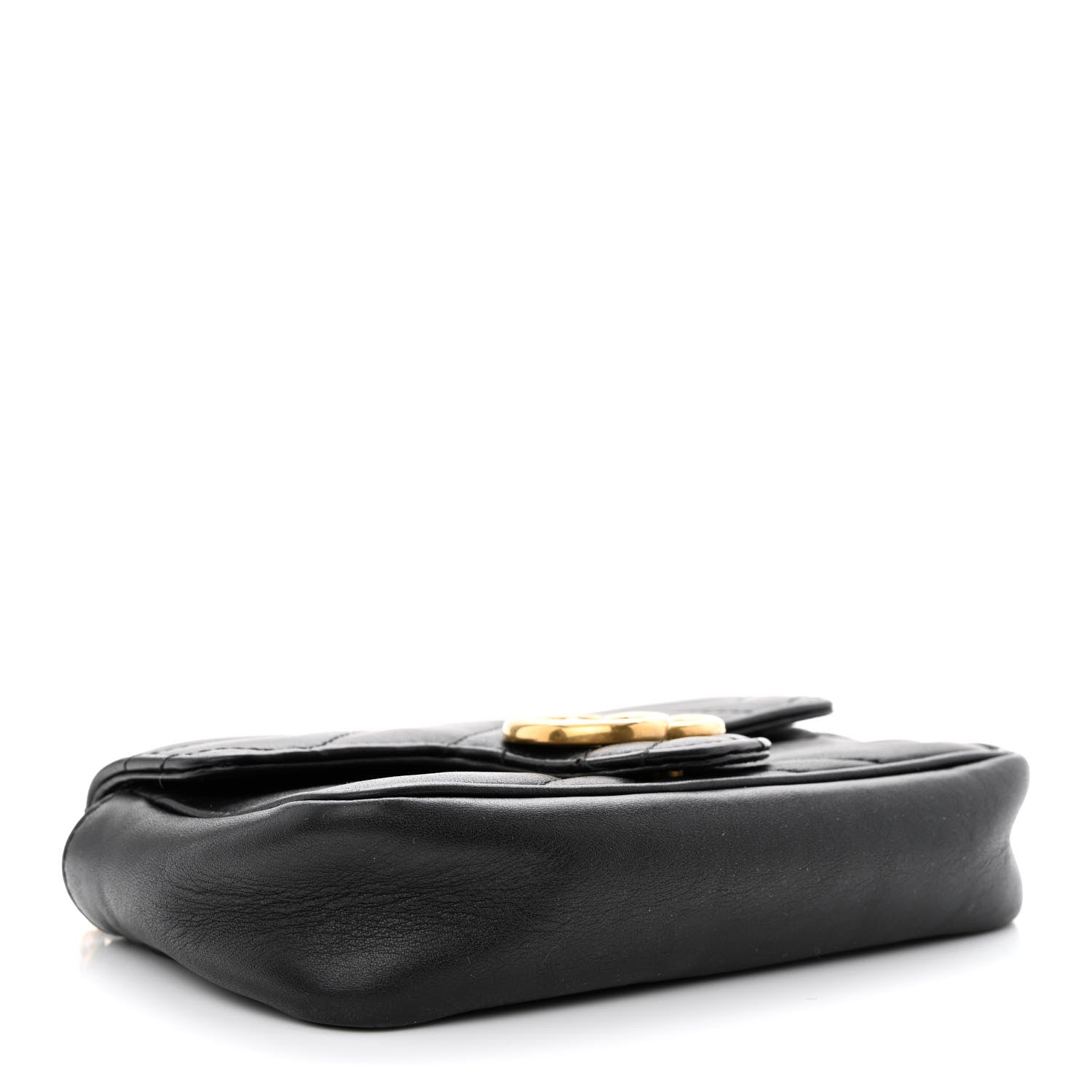 Gucci Calfskin Matelasse Super Mini GG Marmont Shoulder Bag Black 4 of 13