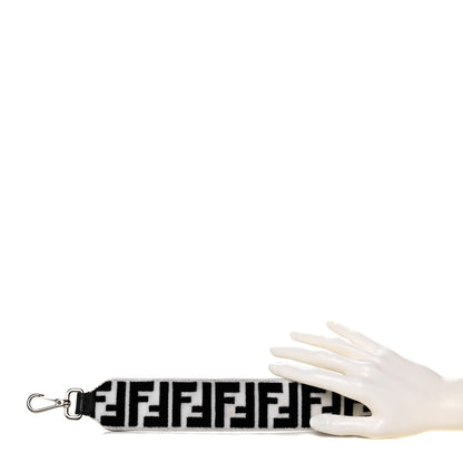 Fendi Velvet Tapestry Calfskin FF Reloaded Mini Strap You White Black 2 of 7