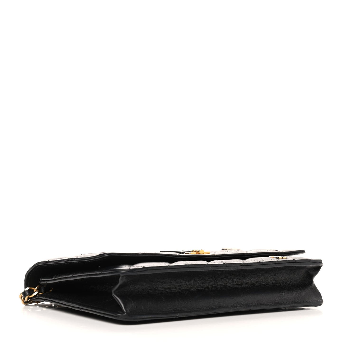 Aged Calfskin Quilted Lucky Charms Casino 2.55 Reissue Wallet On Chain WOC Black