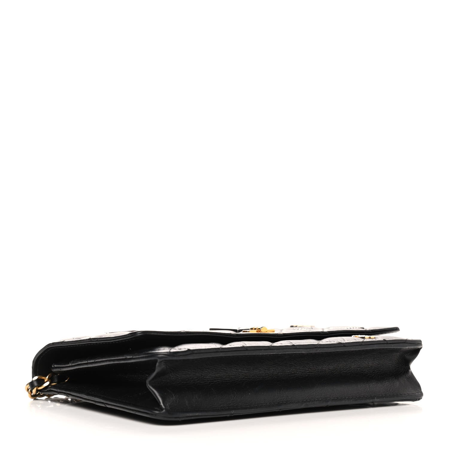 Chanel Aged Calfskin Quilted Lucky Charms Casino 2.55 Reissue Wallet On Chain WOC Black 3 of 11