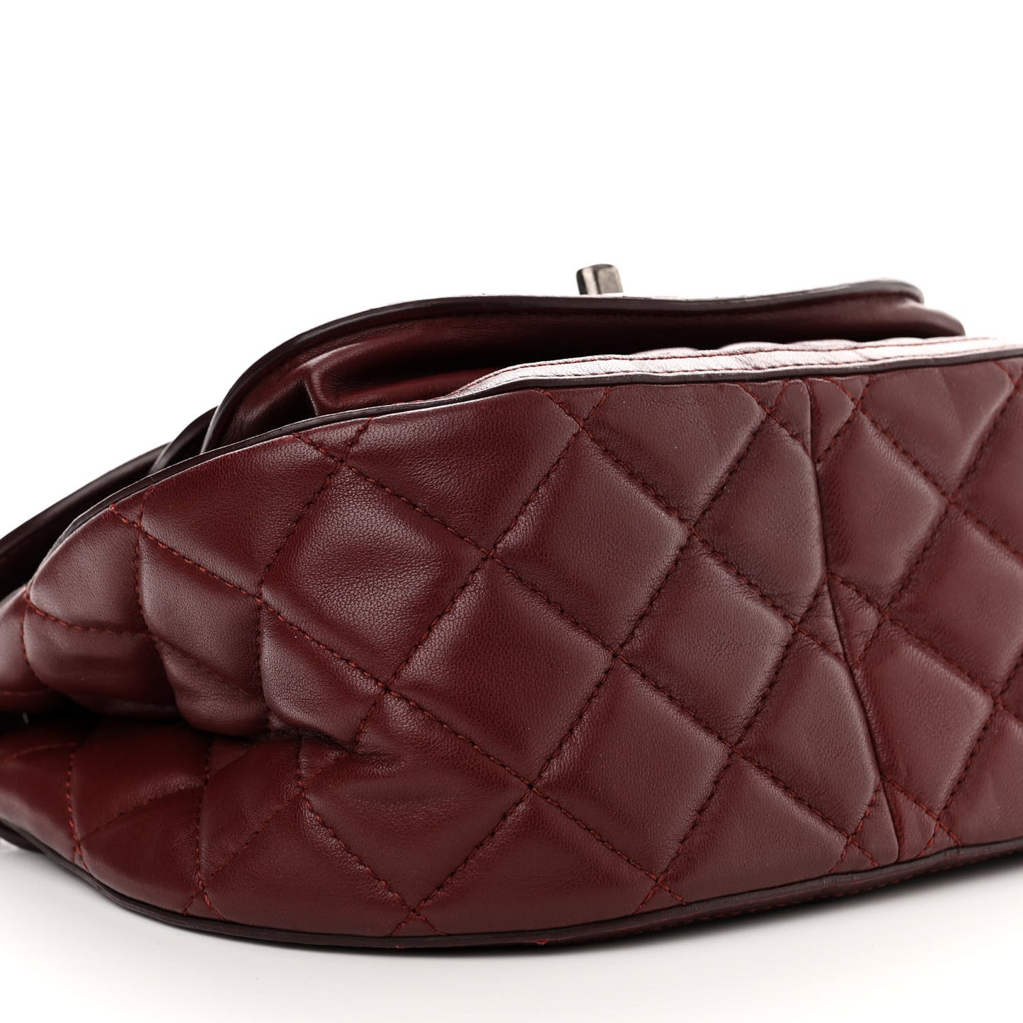 Lambskin Quilted Saddle Bag Dark Red