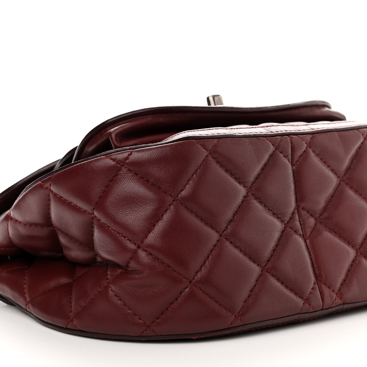 Chanel Lambskin Quilted Saddle Bag Dark Red 9 of 12