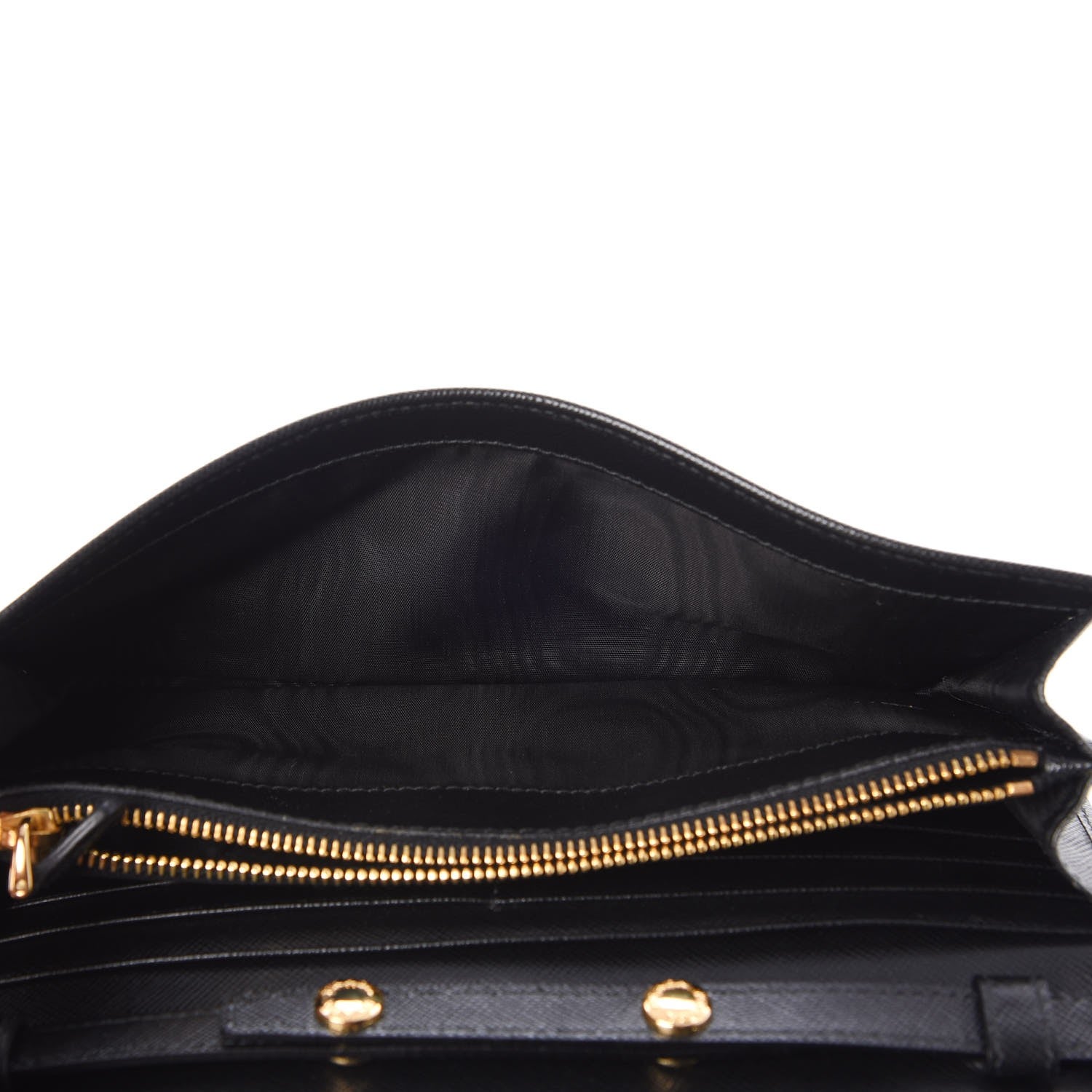 Prada Saffiano Metal Oro Chain Wallet Nero Black 9 of 10