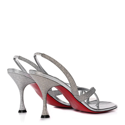 Christian Louboutin Glitter Calfskin Taralita 85 Thong Sandals 41 Silver 4 of 10