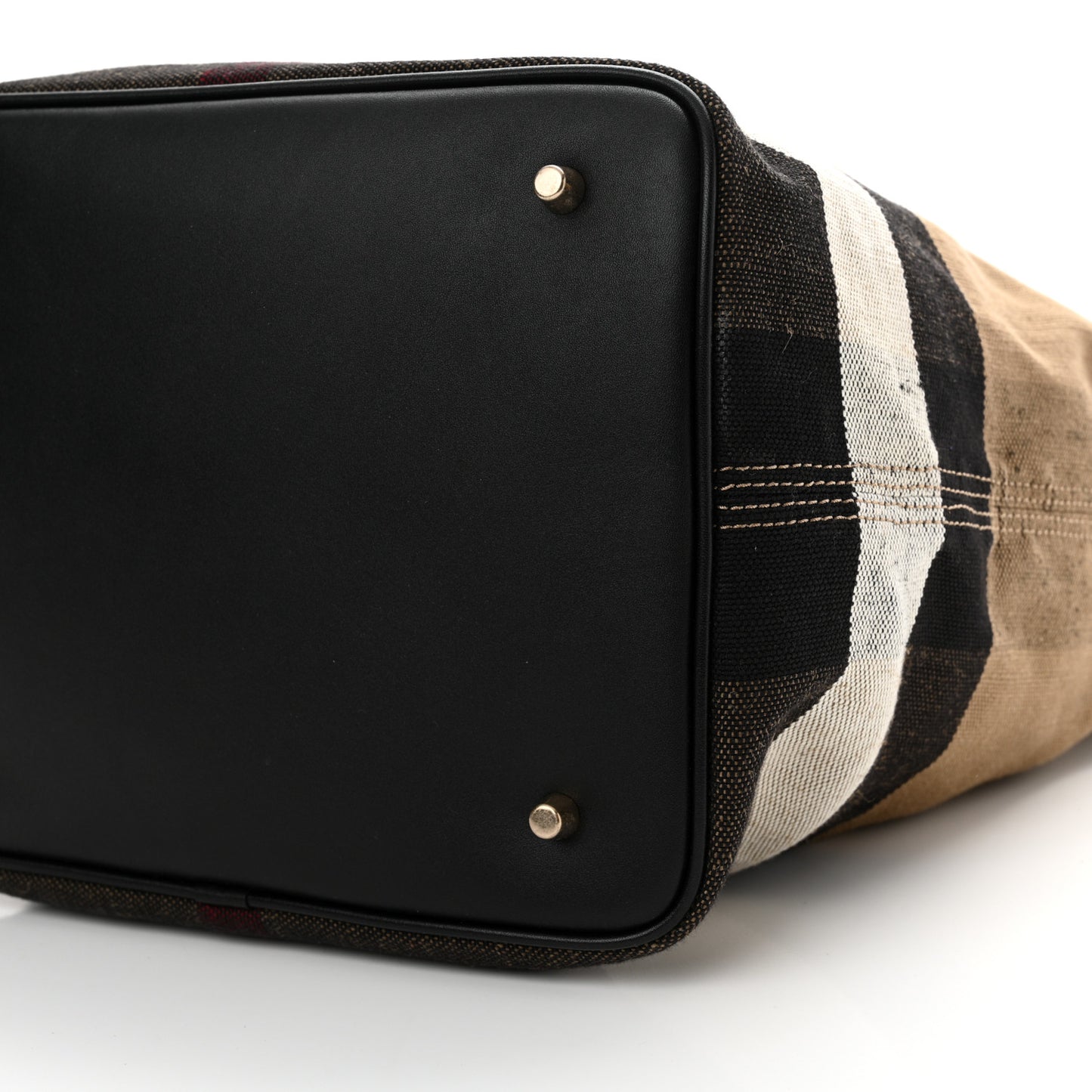 Grainy Calfskin Canvas Mega Check Medium Ashby Tassel Hobo Black