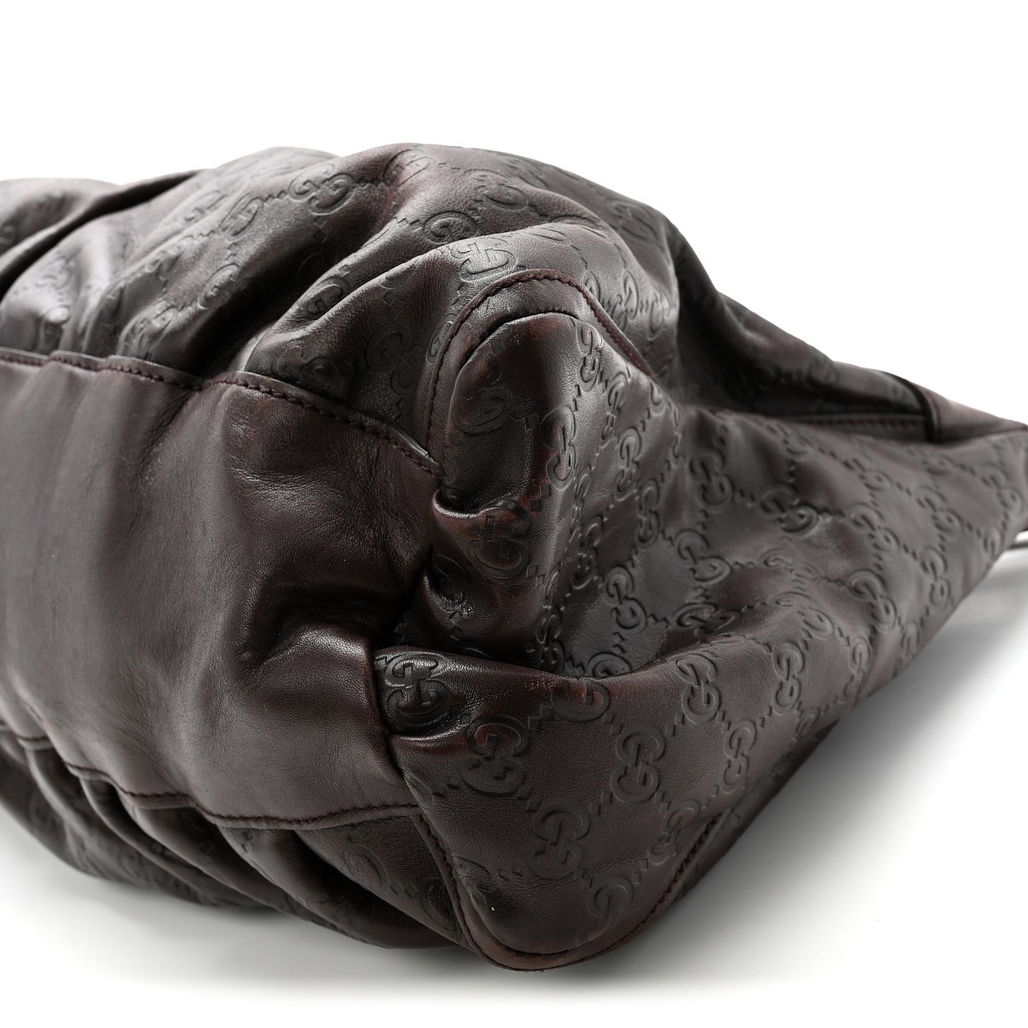 Guccissima Large D Gold Ring Hobo Chocolate Brown