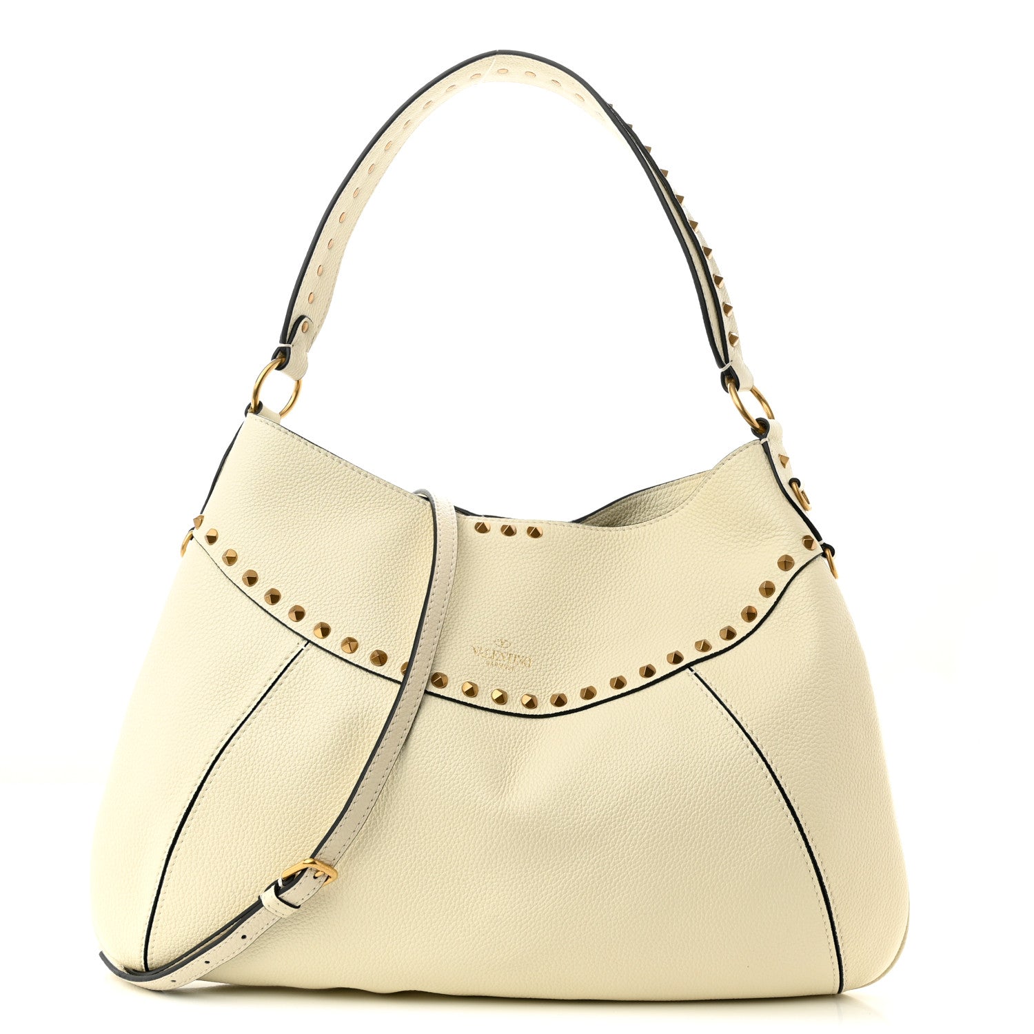 Valentino Garavani Grained Calfskin Medium Twinkle Studs Hobo White 1 of 9
