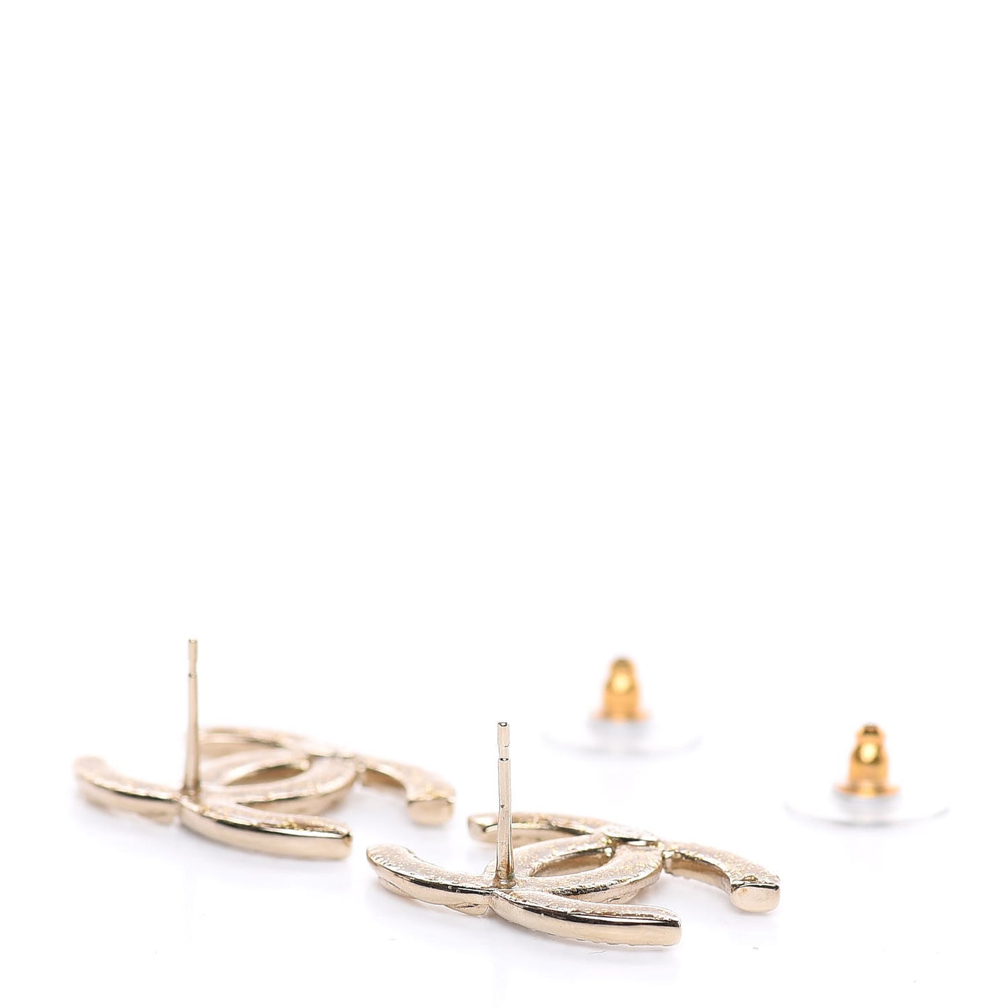 Crystal Glitter Quilted CC Earrings Light Gold