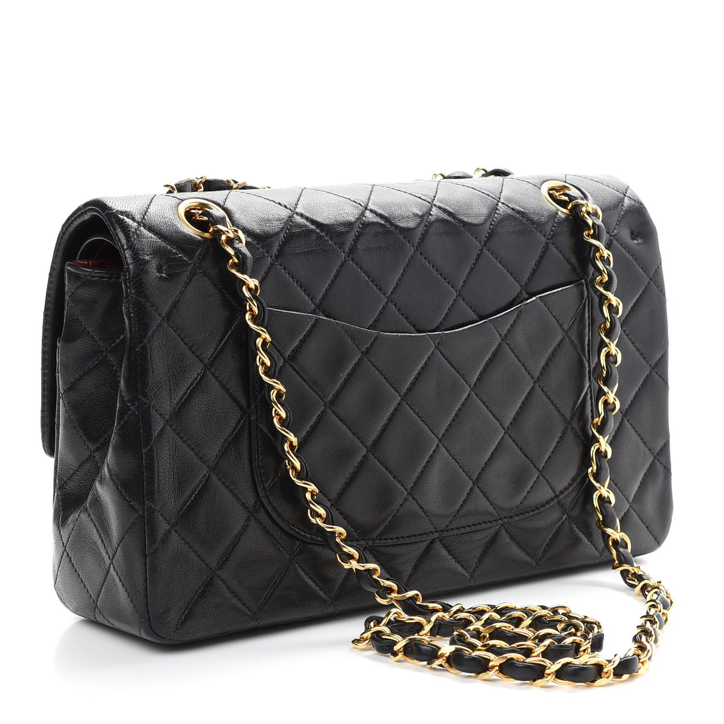 Lambskin Quilted Medium Double Flap Black