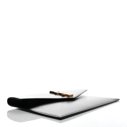 Saint Laurent Smooth Shiny Calfskin Monogram Uptown Pouch Black 3 of 4