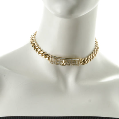 Chanel Crystal Chain Link Choker Necklace Gold 2 of 4