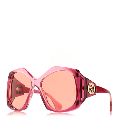 Gucci Acetate Round Sunglasses GG0875S Burgundy Orange 1 of 8