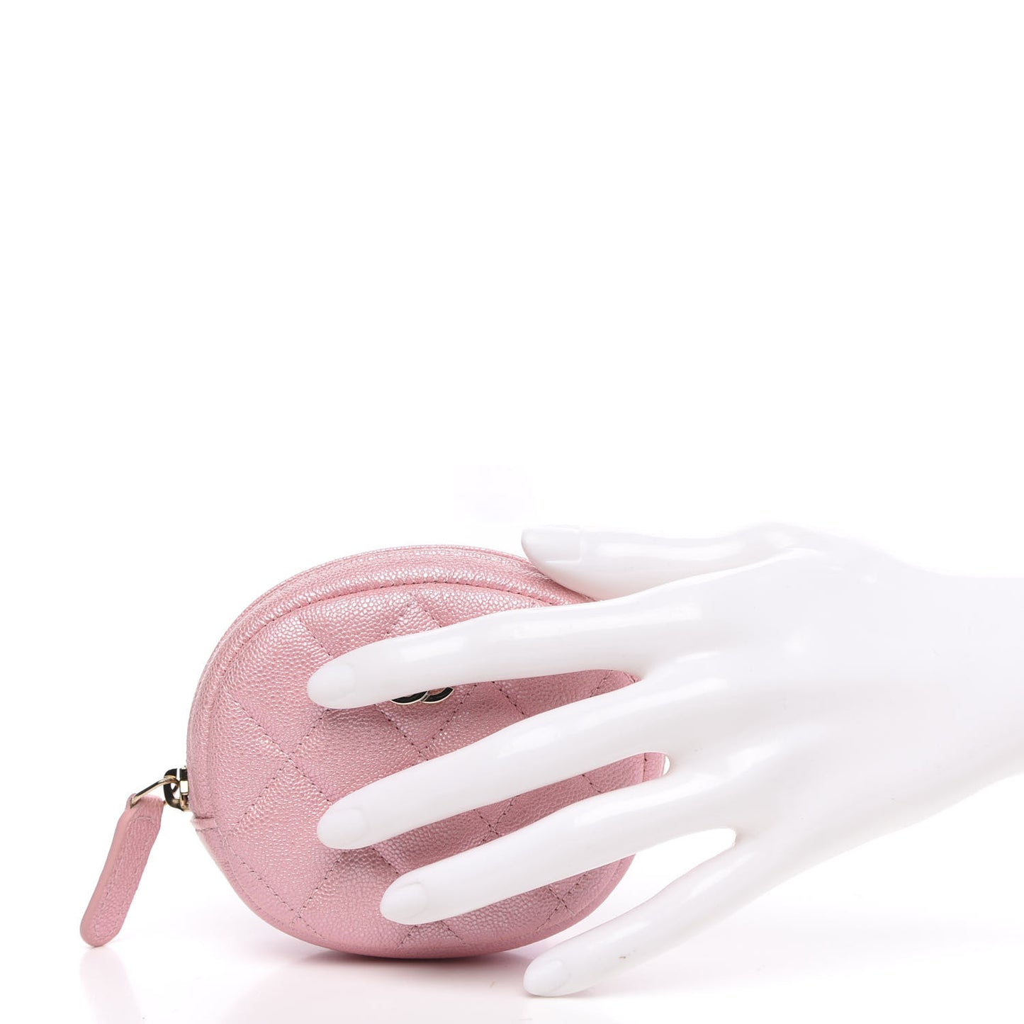 Iridescent Caviar Quilted Zip Around Classic Coin Purse Rose Pink