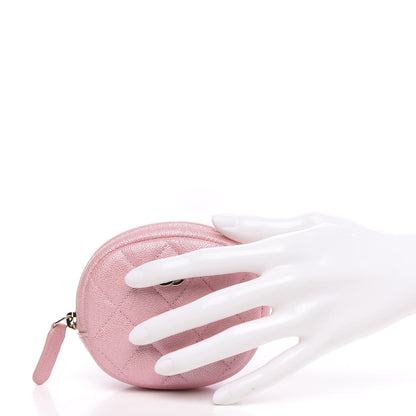 Chanel Iridescent Caviar Quilted Zip Around Classic Coin Purse Rose Pink 2 of 8