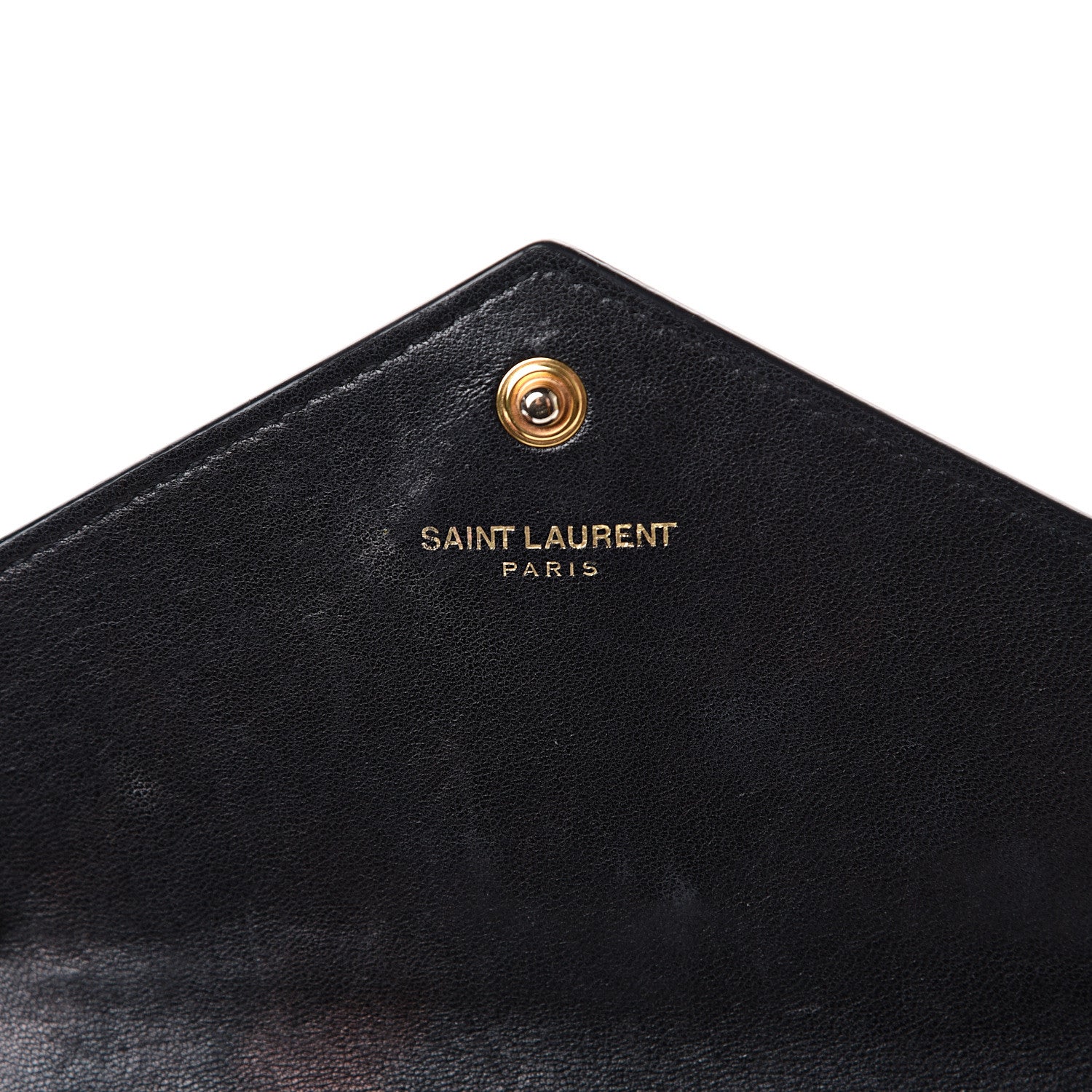 Saint Laurent Textured Patent Monogram Envelope Chain Wallet Black 5 of 10