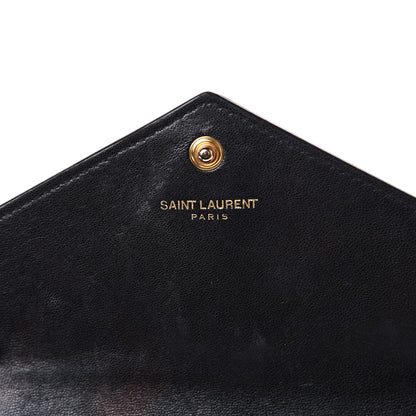 Saint Laurent Textured Patent Monogram Envelope Chain Wallet Black 5 of 10