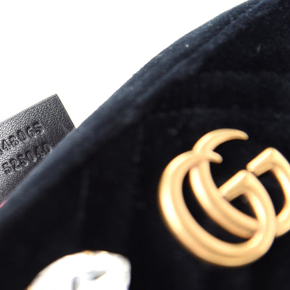 Gucci Velvet Matelasse Marquise Crystals Mini GG Marmont Chain Shoulder Bag Black 9 of 9