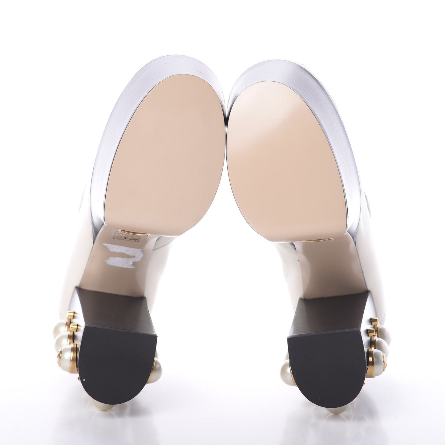 Malaga Kid Pearl Studded Vegas Platform Loafers 36 Mystic White