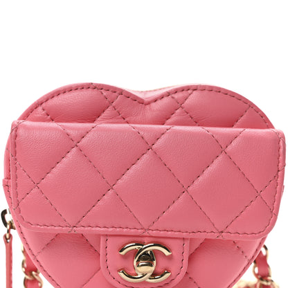 Chanel Lambskin Quilted CC In Love Heart Waist Belt Bag With Chain Pink 8 of 11