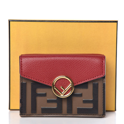 Fendi Vitello Cruise F is Fendi Bi-Color FF 1974 Embossed Micro Tri-Fold Envelope Wallet Maya Black Fragola 9 of 9