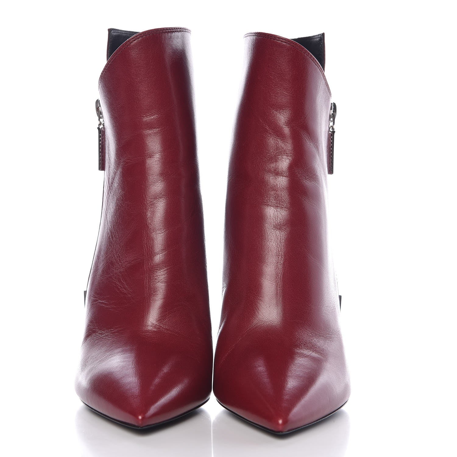 Saint Laurent Calfskin Niki Zip Boots 36 French Burgundy 2 of 9