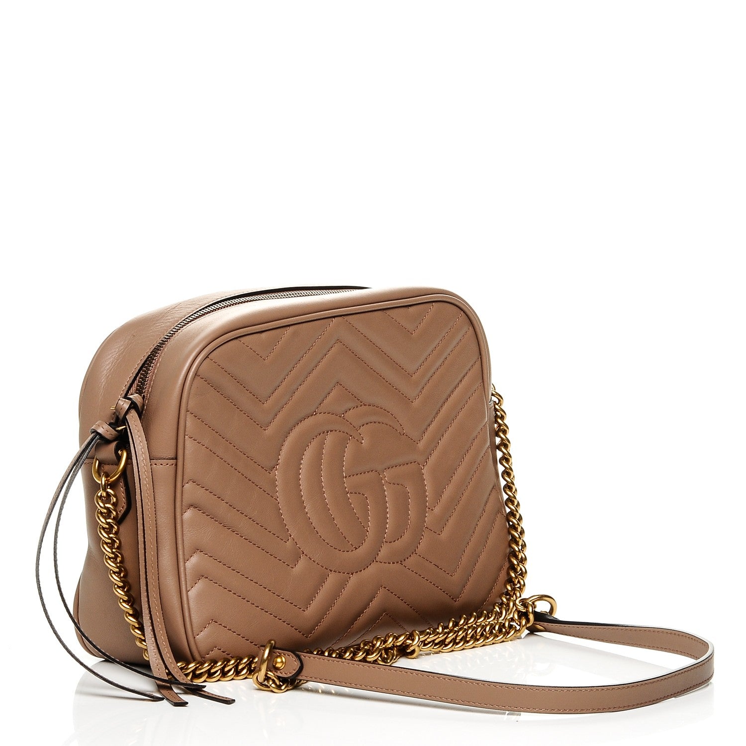Gucci Calfskin Matelasse Medium GG Marmont Chain Shoulder Bag Porcelain Rose 3 of 8