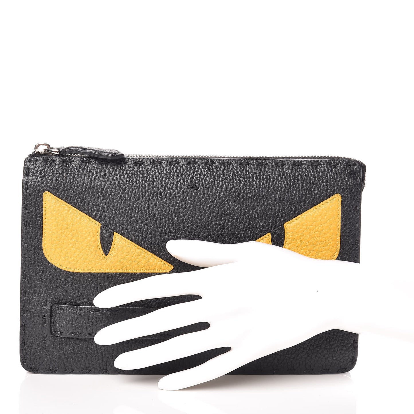Cuoio Romano Selleria Monster Eyes Inlay Slim Clutch Black Sunflower
