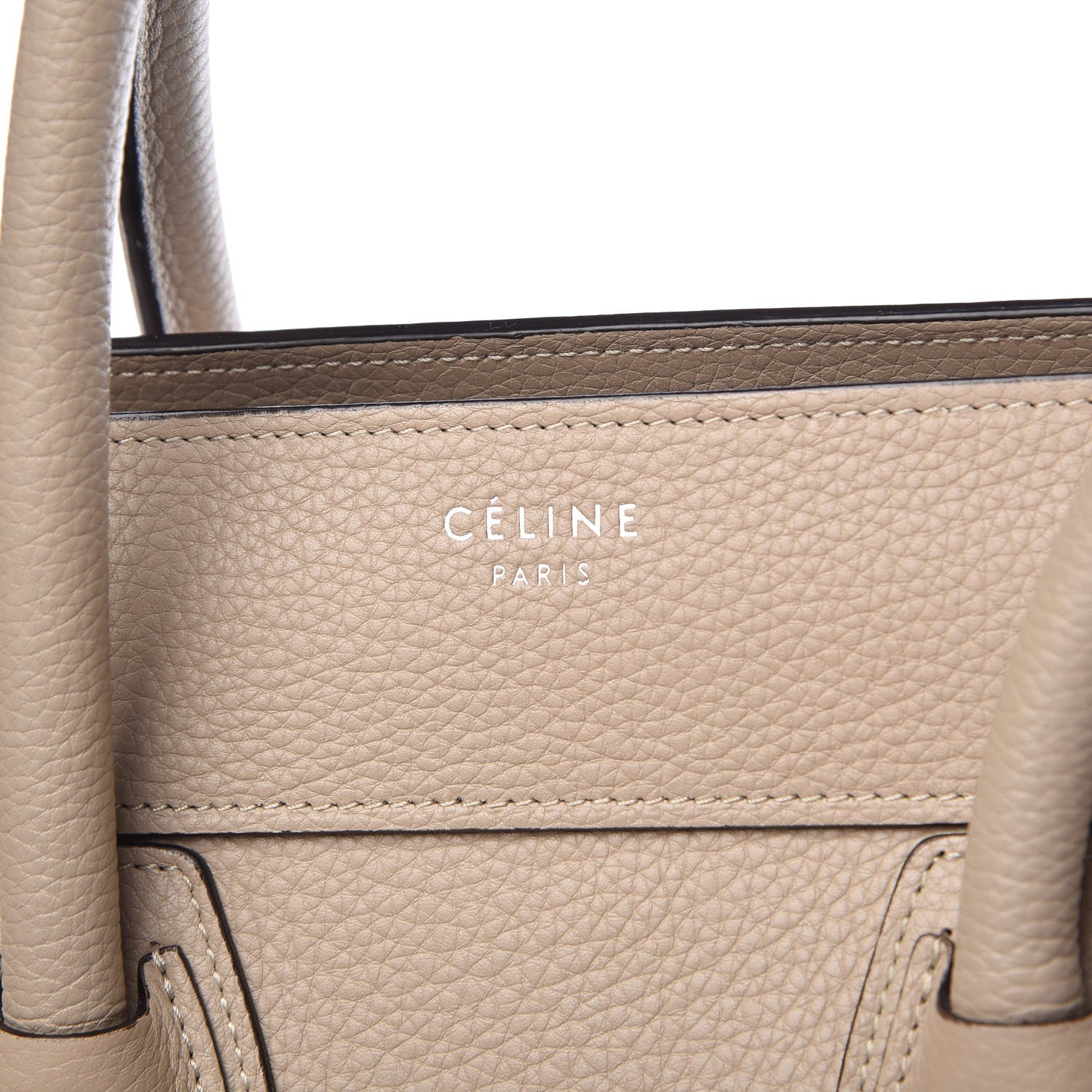 Celine Drummed Calfskin Mini Luggage Dune 5 of 11