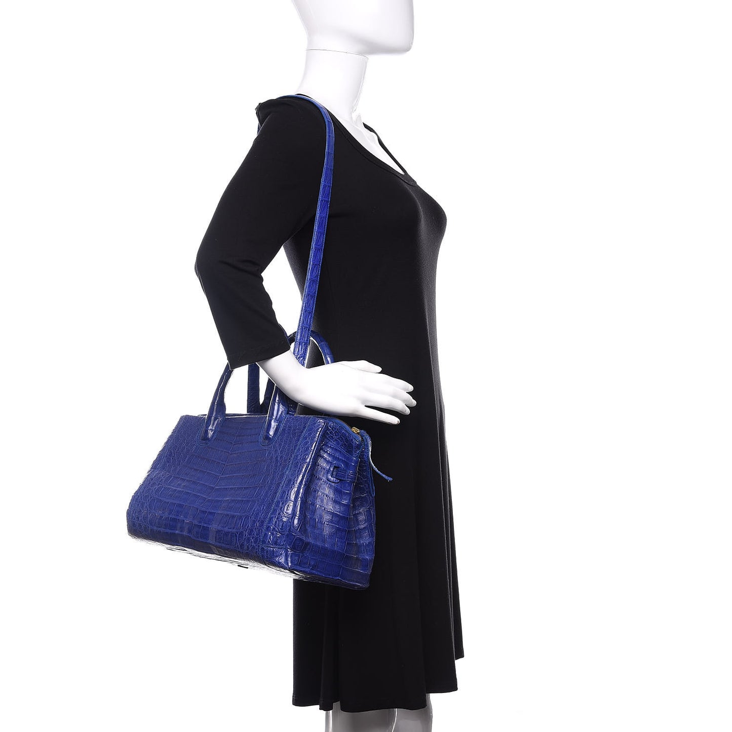 Crocodile Cristina Satchel Electric Blue