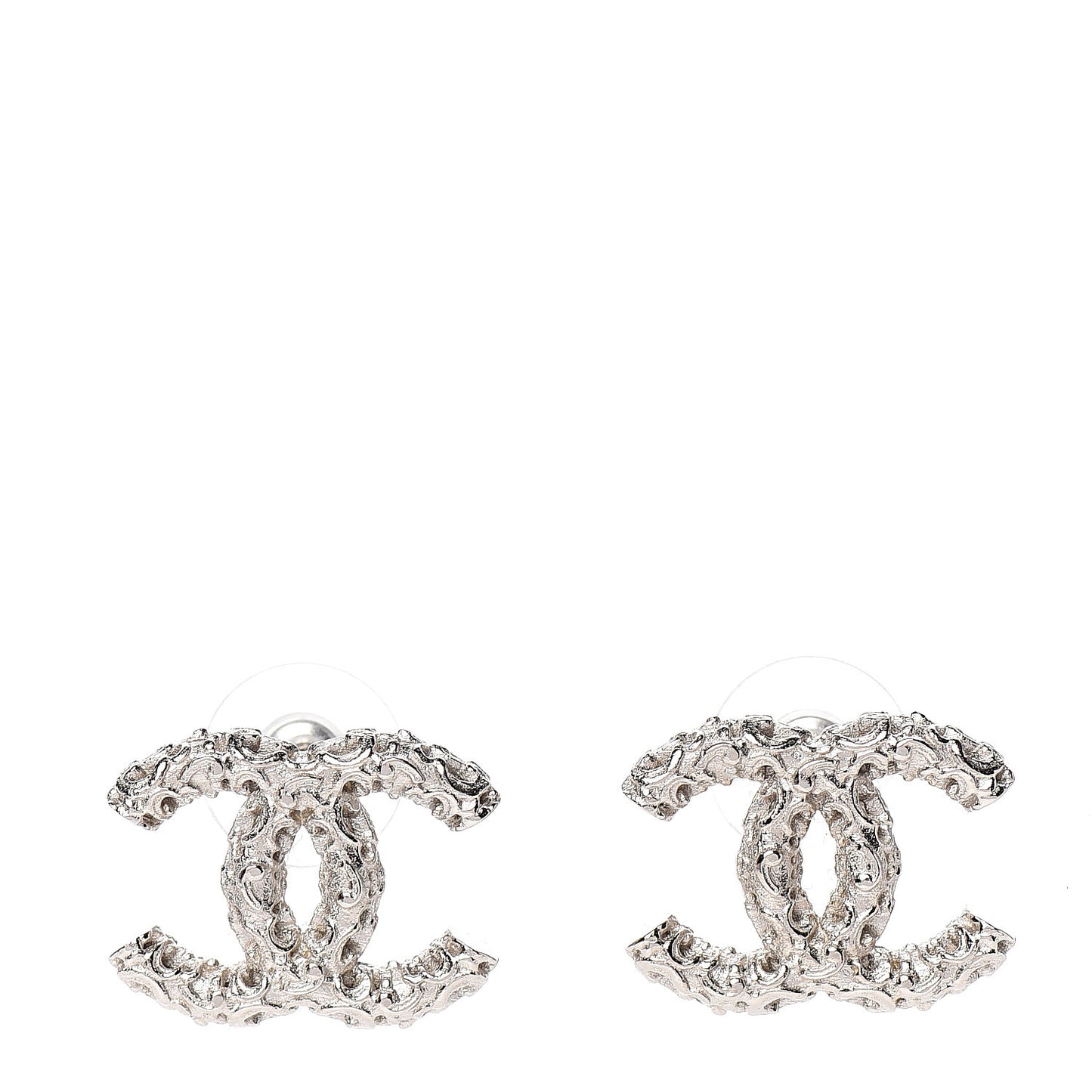 Textured CC Earrings Silver