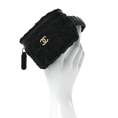 Chanel Tweed Lambskin Quilted Arm Coin Purse Black 2 of 11